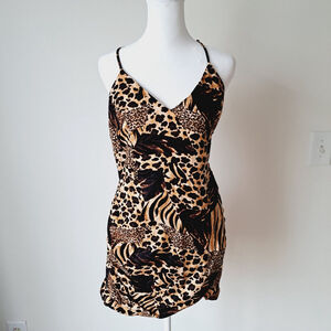 Urban Outfitters Cheetah Print Womens Bodycon Dress Spaghetti Strap Sz M (S/M)